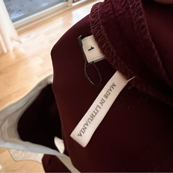 Sandro Deep Red and White V-Neck Mini Dress - Picture 8 of 12